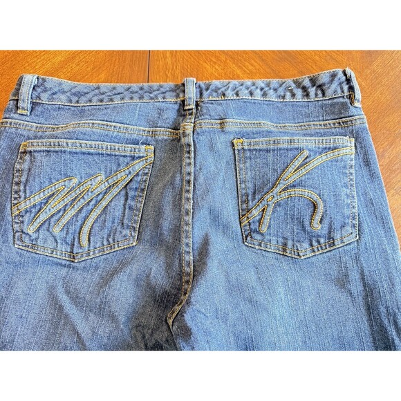 MICHAEL KORS Midrise Boot Cut Denim Jeans Size 14 Med Wash MK on Pockets - Picture 1 of 10